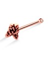 Rose with Leaf Shaped Silver Bone Nose Stud NSKD-755